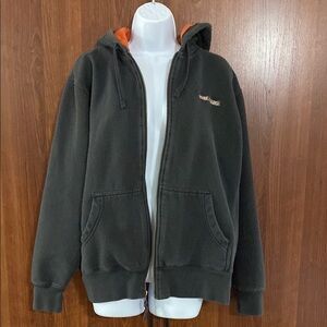 Eddie Bauer woman’s Black or dark gray and Orange Hoodie Jacket medium